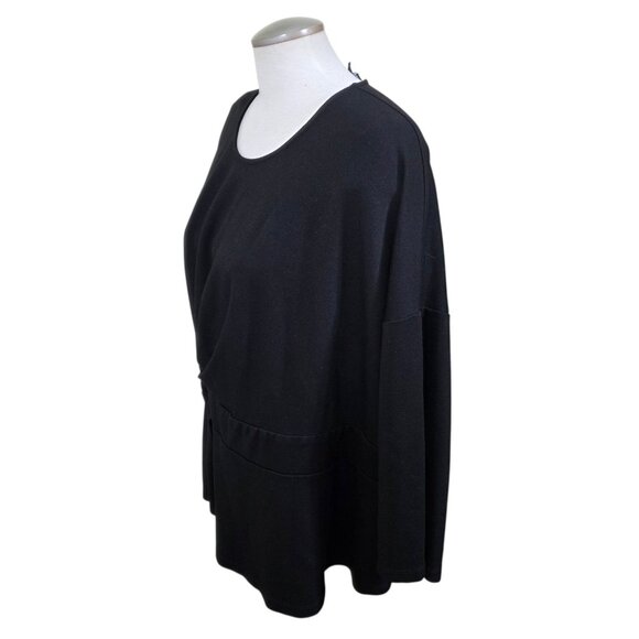 Eloquii Womens 26 Plus Size Blouse Top Peplum Asymmetrical Ruched Front Black - Picture 3 of 6